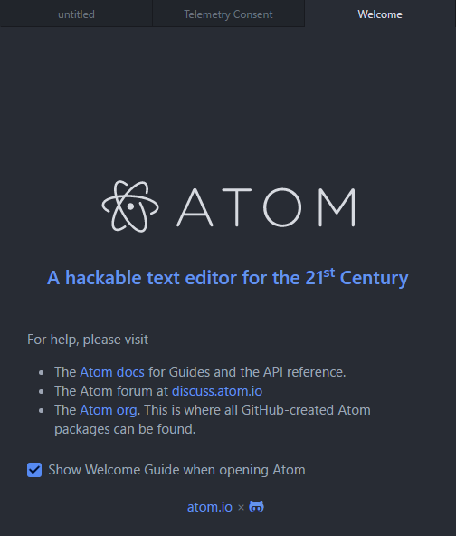 atom welcome